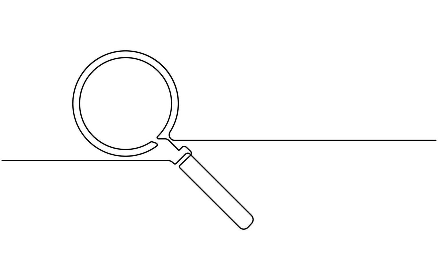 Continuous line drawing of magnifying glass lens illustration, vector