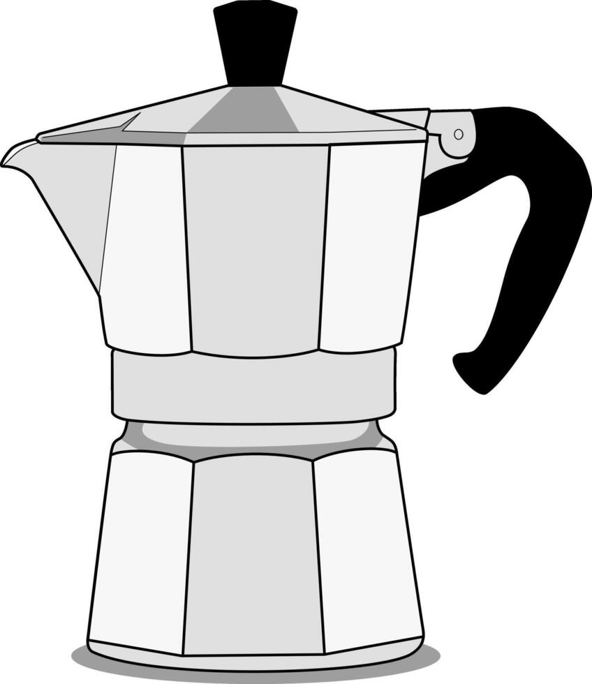 illustration of moka pot isolated on white background, icon symbol for design element, coffee shop, cafe, restaurant, print, cover, poster. graphic design object no people. vector