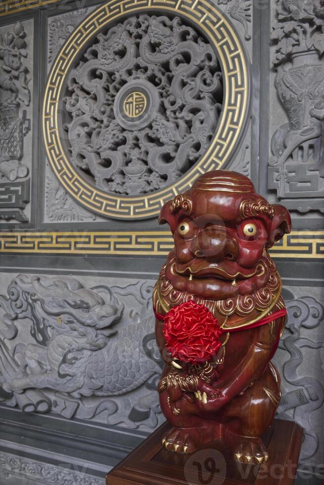 decorative lion statue in traditional architecture photo