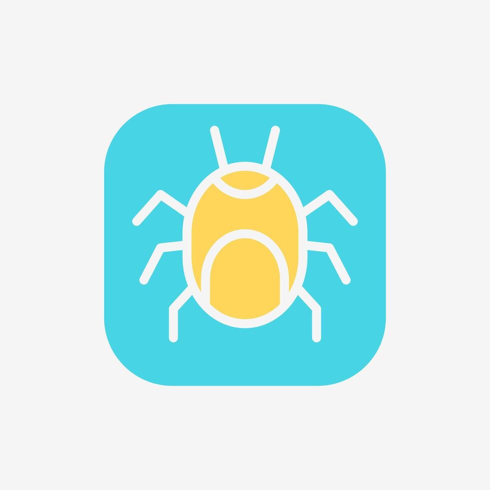 Flat Icon Bug malware button. Technology and system concept, Flat Colorful style. vector