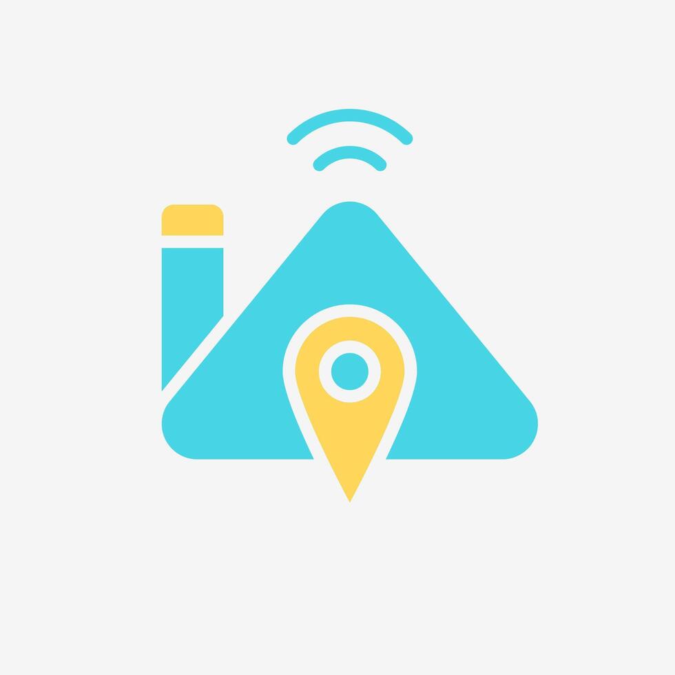 Flat Icon smart home with pin location gps. Technology and system concept, Flat Colorful style. vector