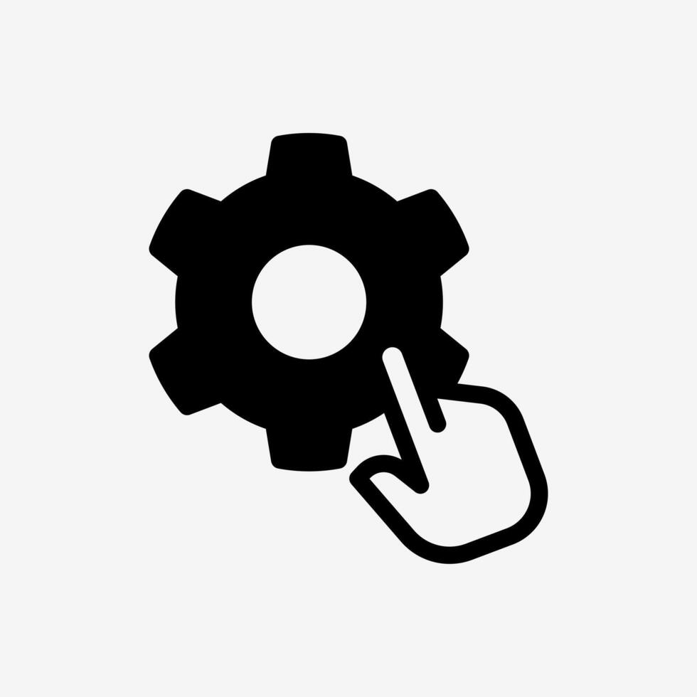 Icon Hand click setting gear button. Technology and system concept, Semi Solid style. vector