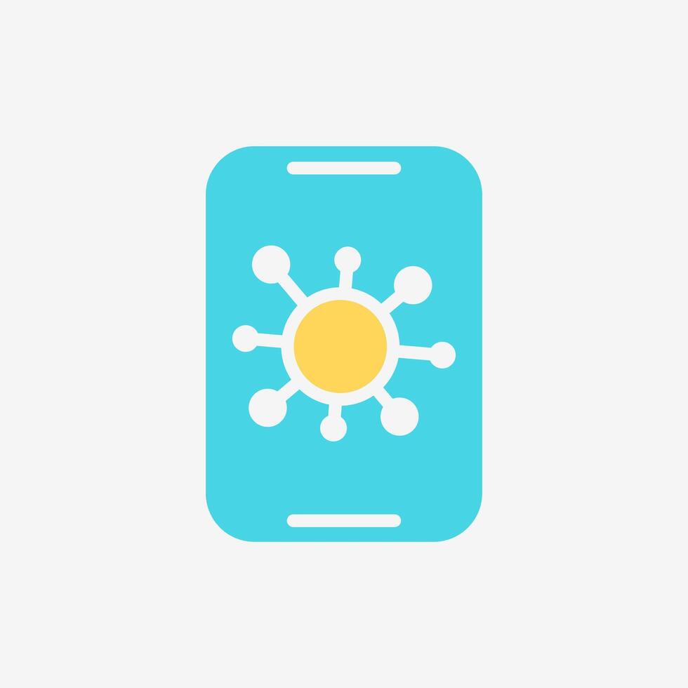 Flat Icon Smartphone with virus. Technology and system concept, Flat Colorful style. vector