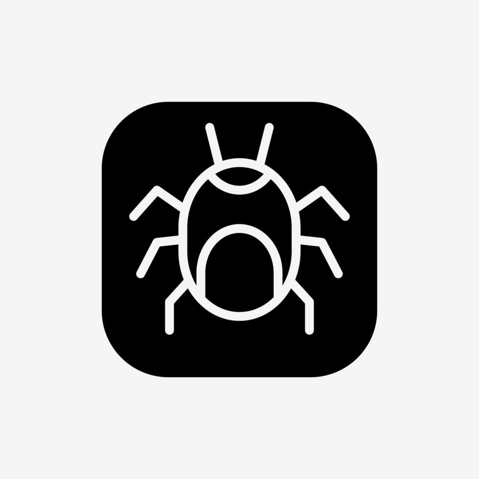 Icon Solid Black Bug malware button. Technology and system concept, Glyph style. vector