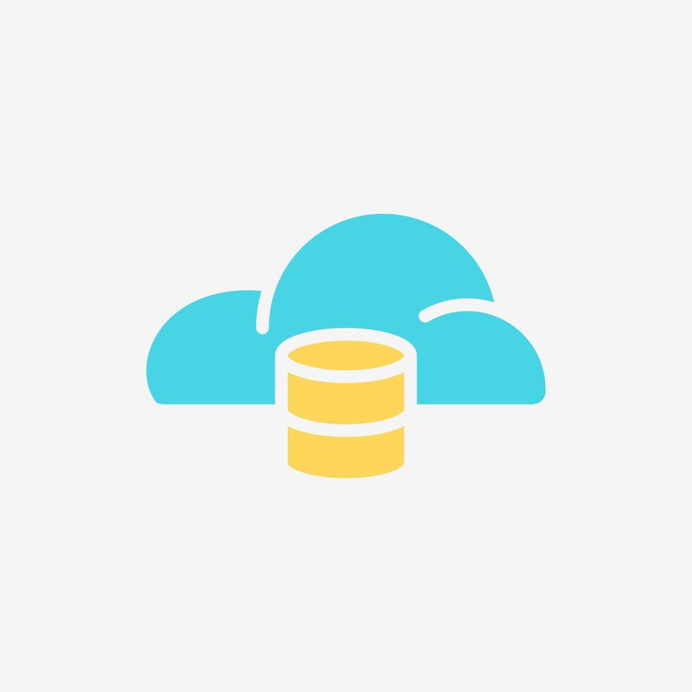 Flat Icon Cloud system and storage database. Technology and system concept, Flat Colorful style. vector