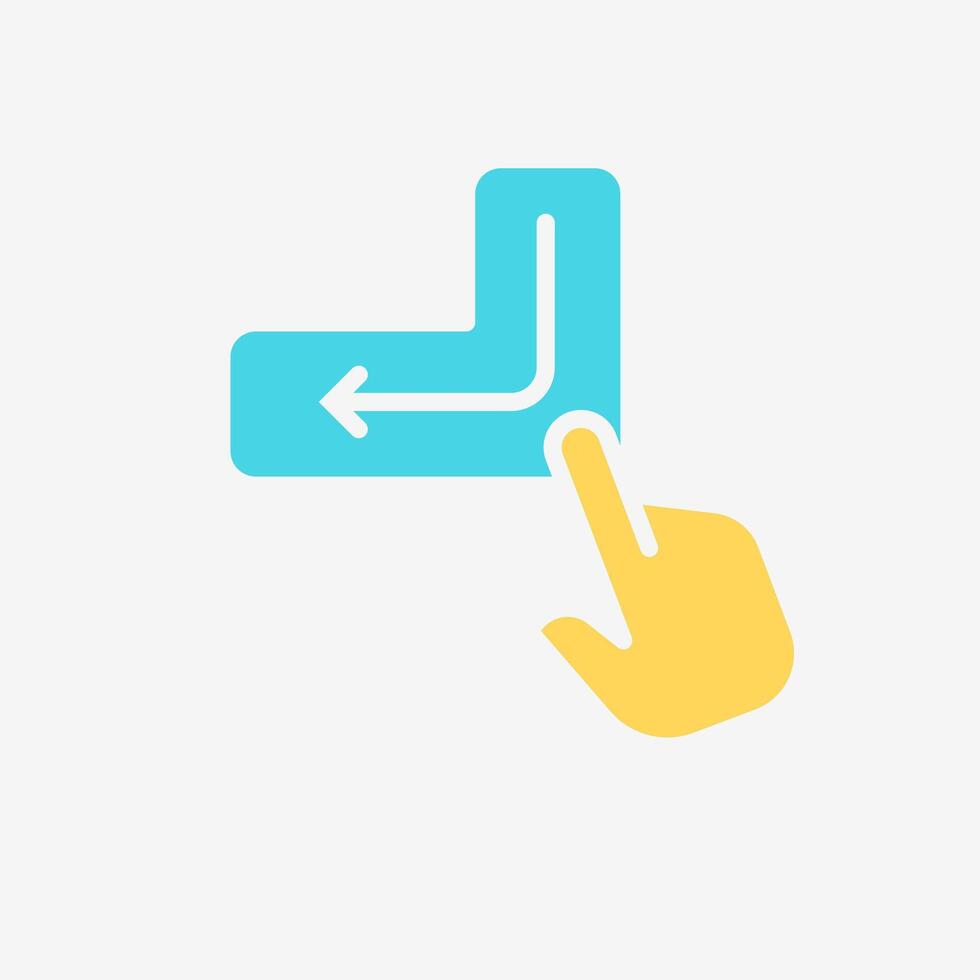Flat Icon Hand click enter button. Technology and system concept, Flat Colorful style. vector