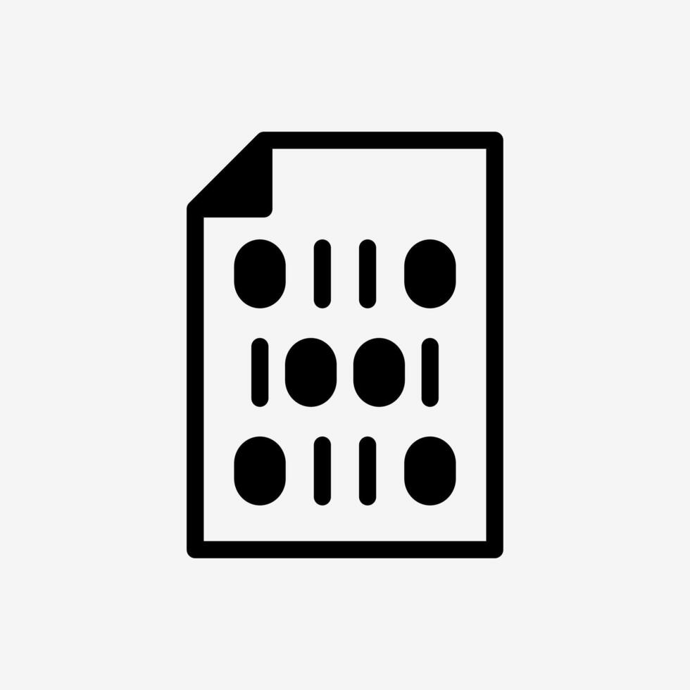 Icon Paper file document with binary code. Technology and system concept, Semi Solid style. vector