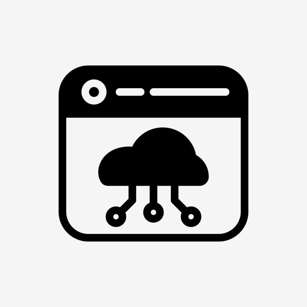 Icon web window panel with Cloud system. Technology and system concept, Semi Solid style. vector