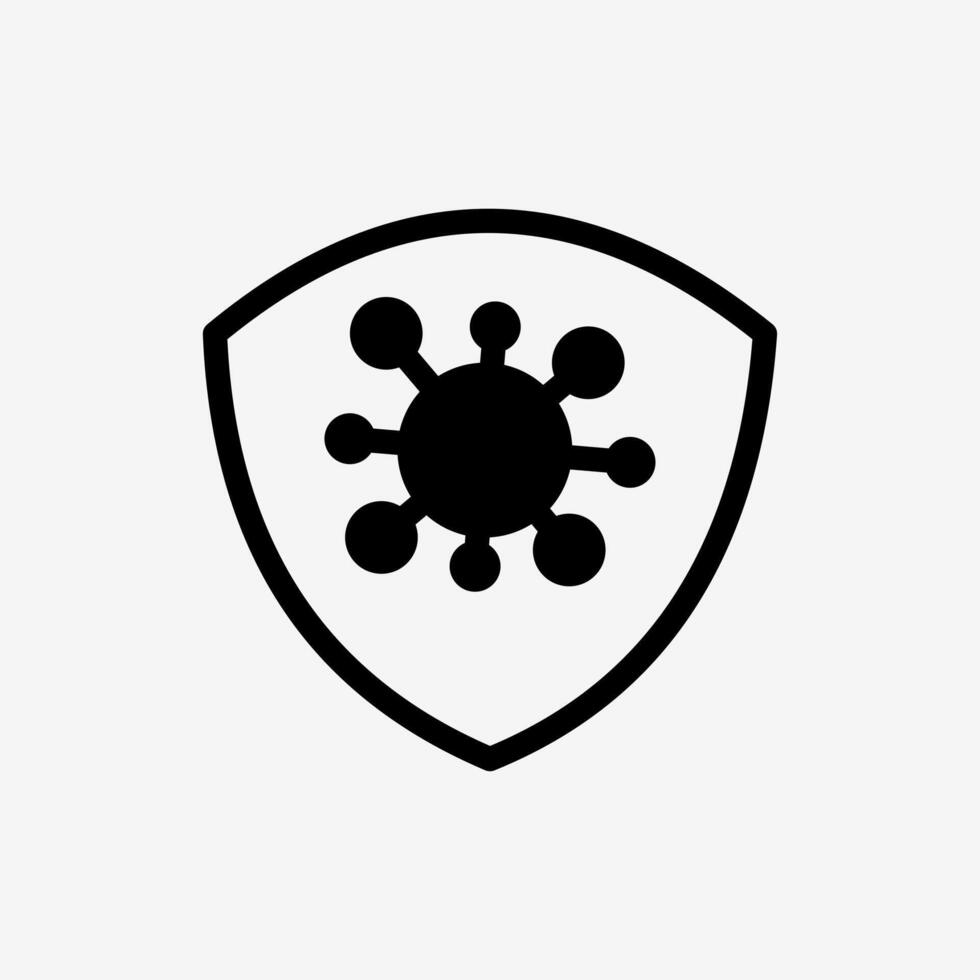 Icon Virus protection shield. Technology and system concept, Semi Solid style. vector