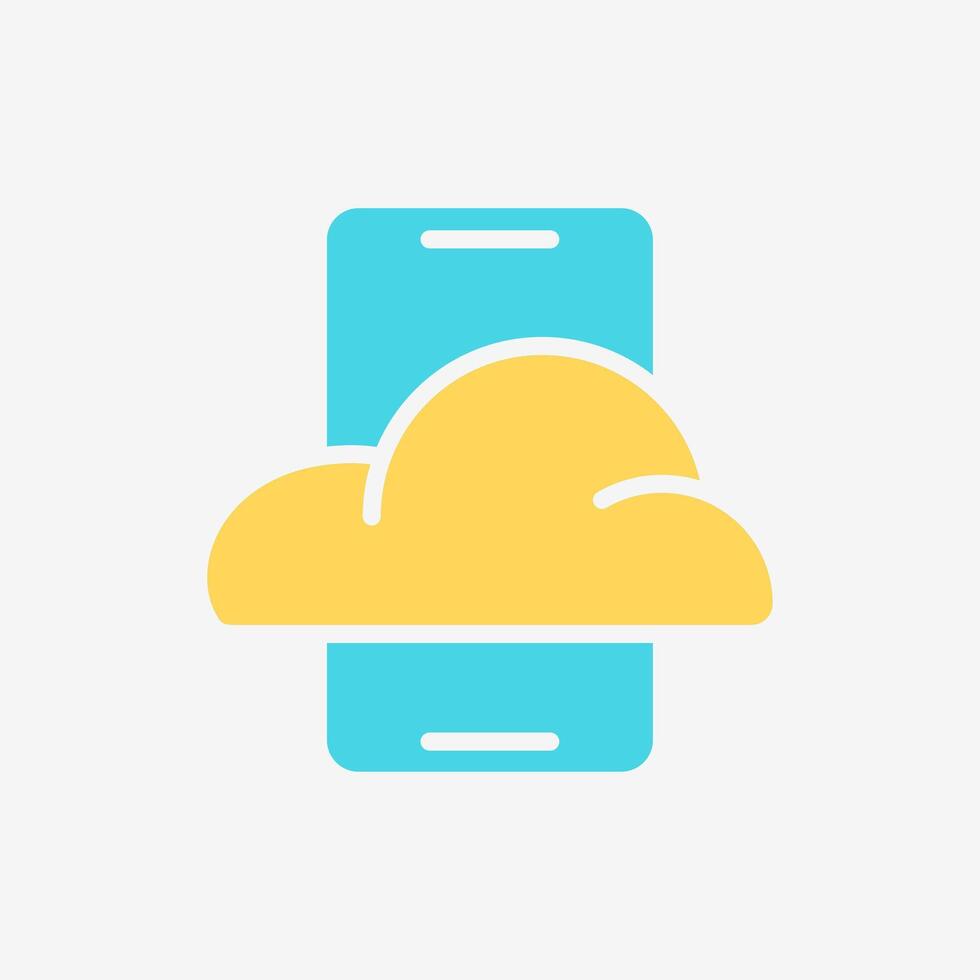 Flat Icon Cloud system and smartphone. Technology and system concept, Flat Colorful style. vector