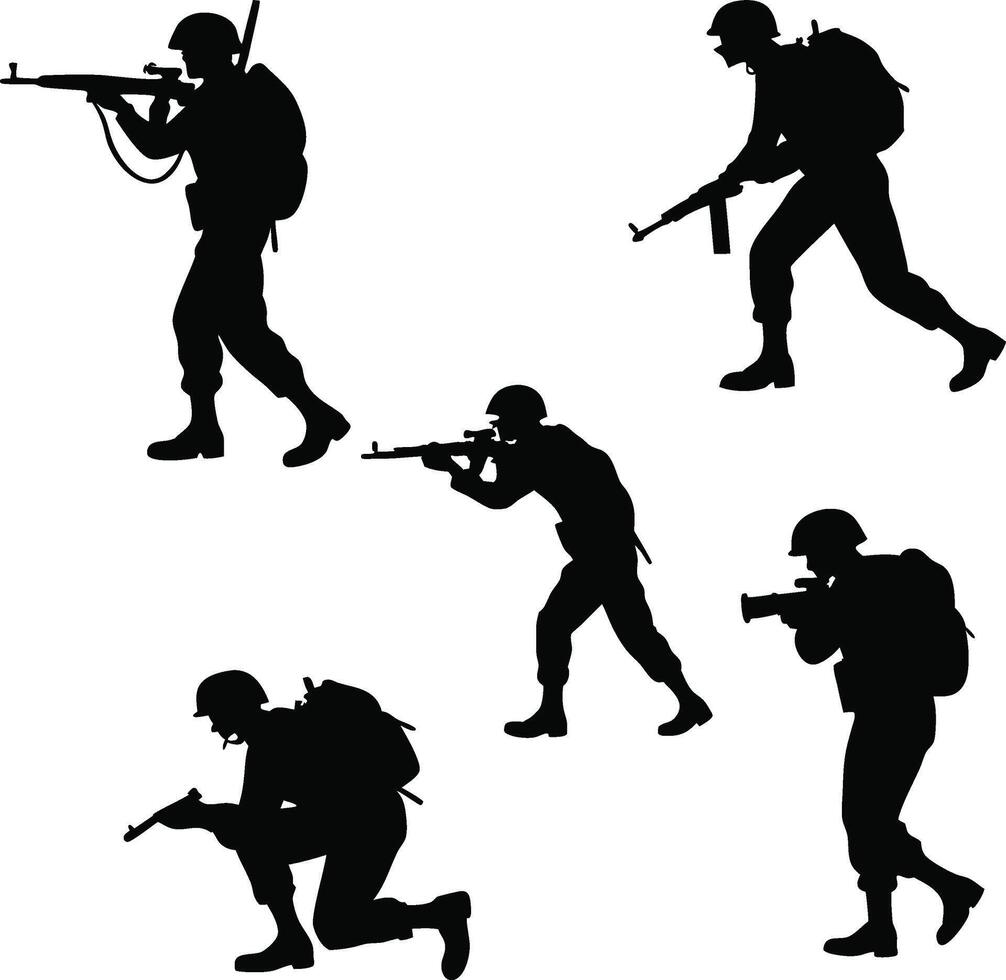 silhouette army illustration vector