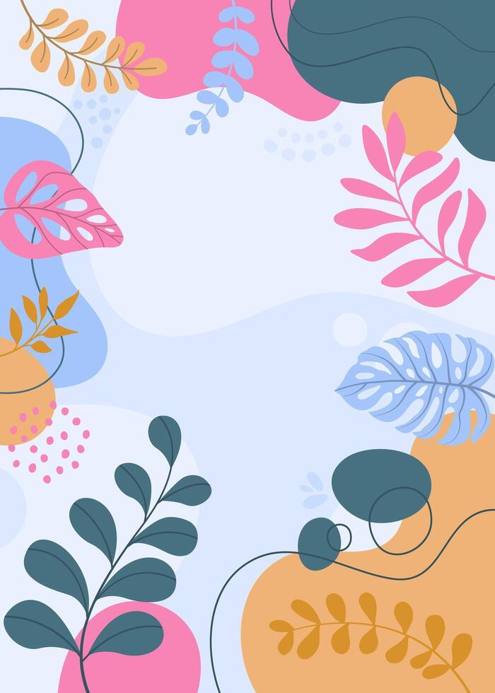 Spring background for design. Hand drawn lines art drawing with abstract shape. vector