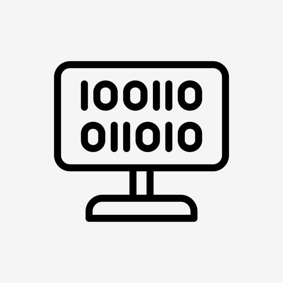 Icon Line Computer desktop with binary code. Technology and system ...