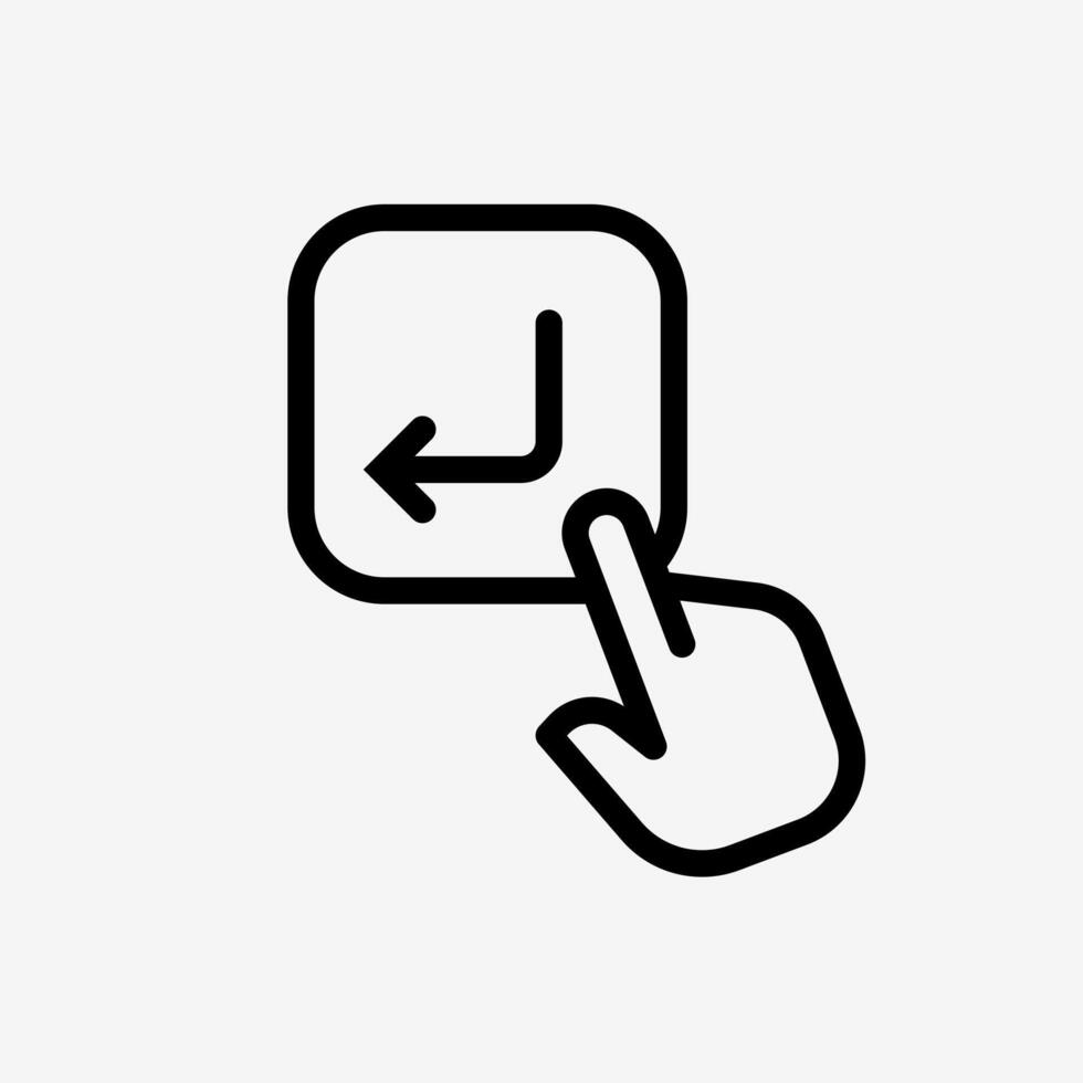Icon Line Hand click enter button. Technology and system concept, Outline style. vector