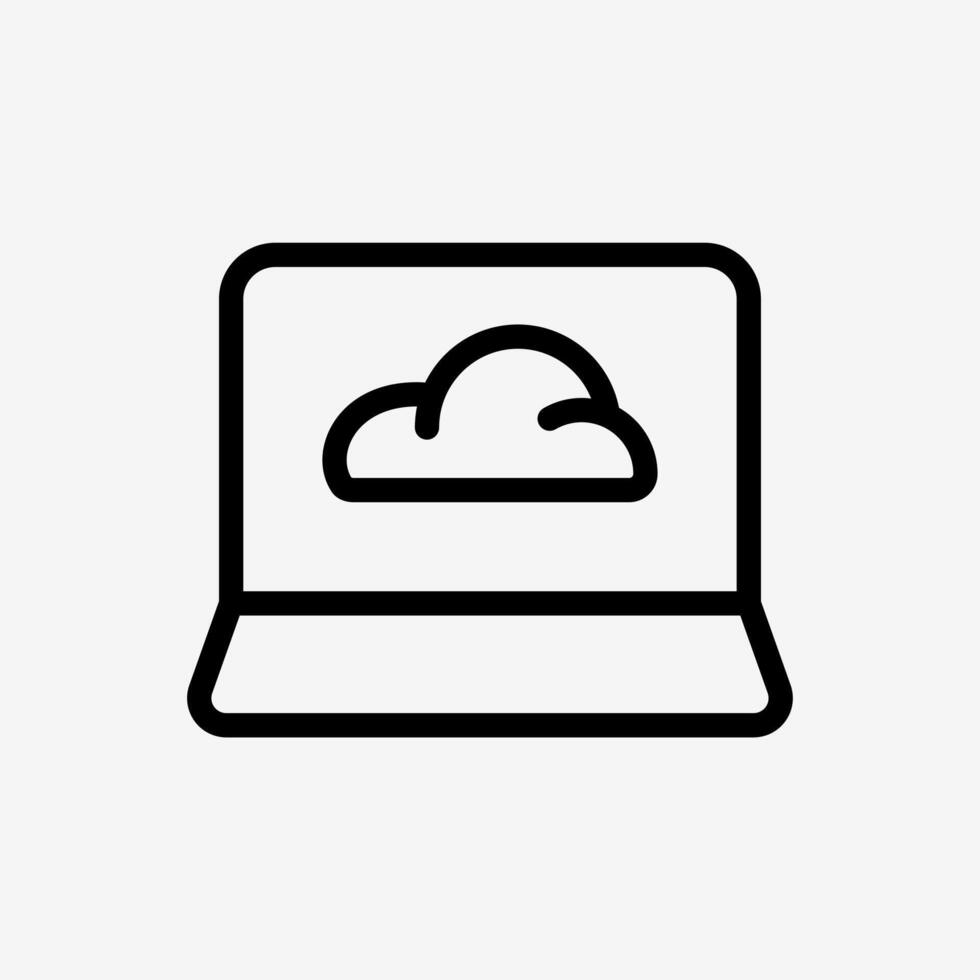 Icon Line Cloud system and Laptop computer. Technology and system concept, Outline style. vector