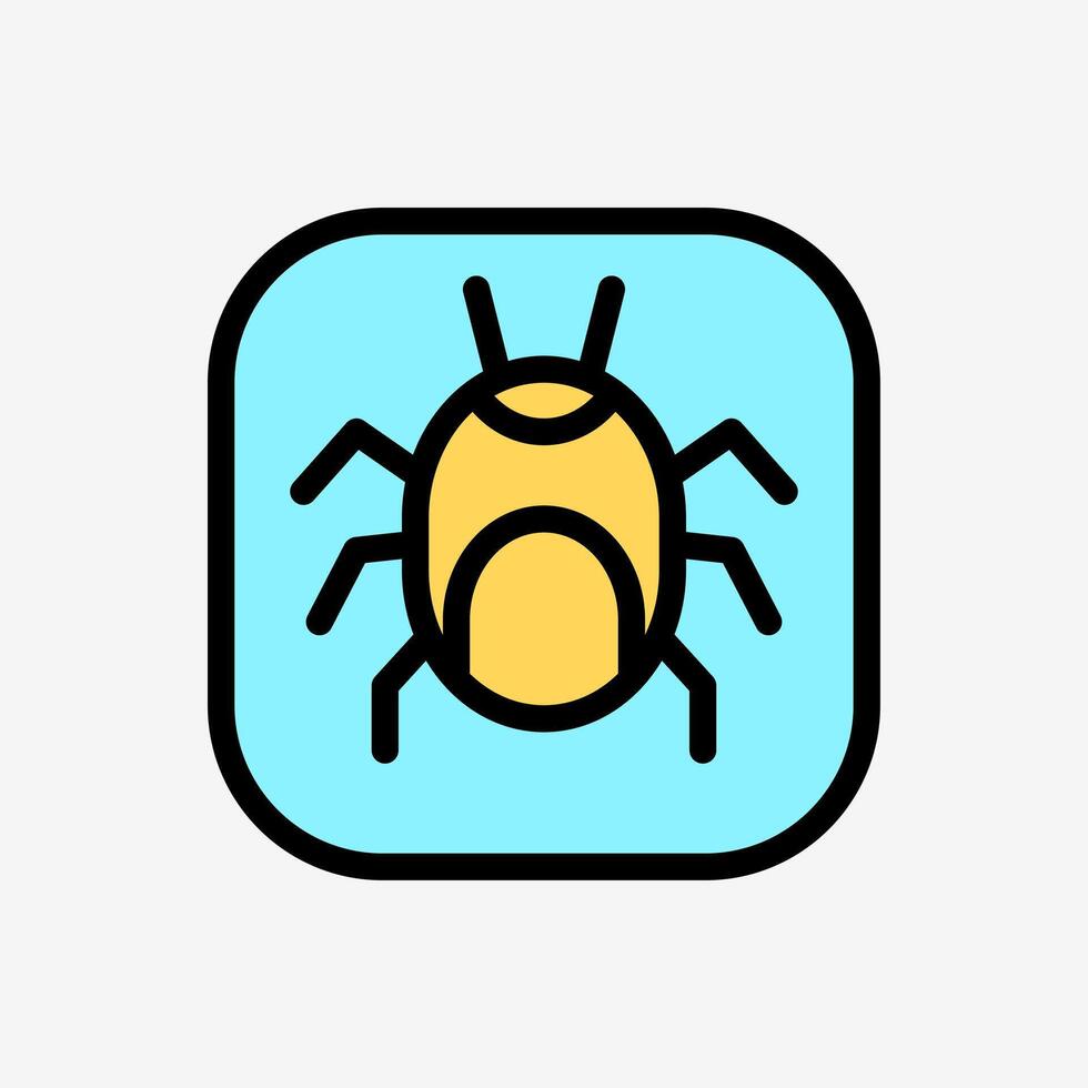 Icon Line Color Bug malware button. Technology and system concept, Outline Fill Color style. vector