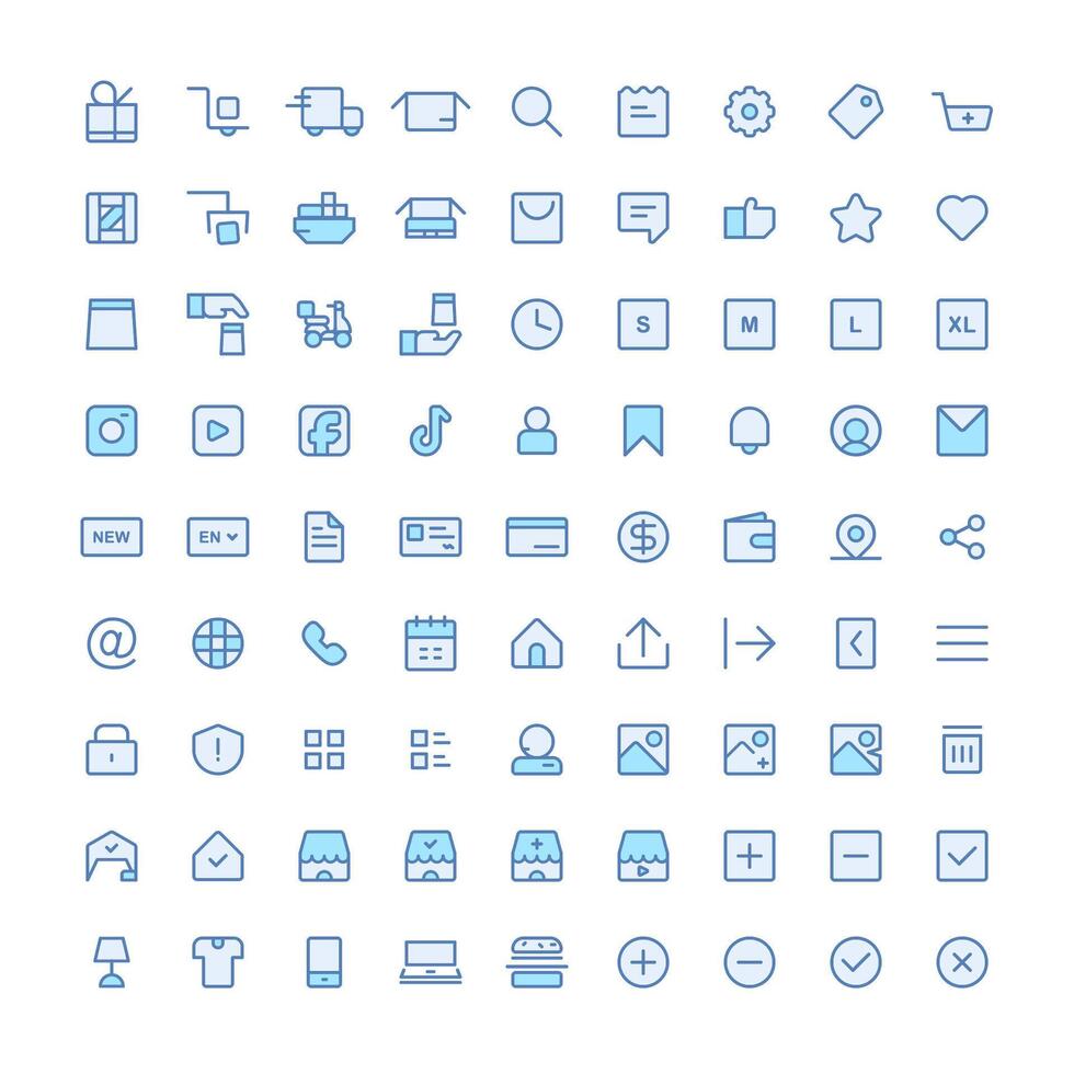Import and export cool icons supporting online shopping apps vector
