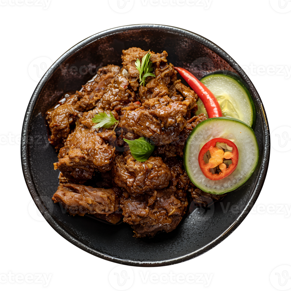 Padang Cuisine Rendang Isolated on Clear Background png