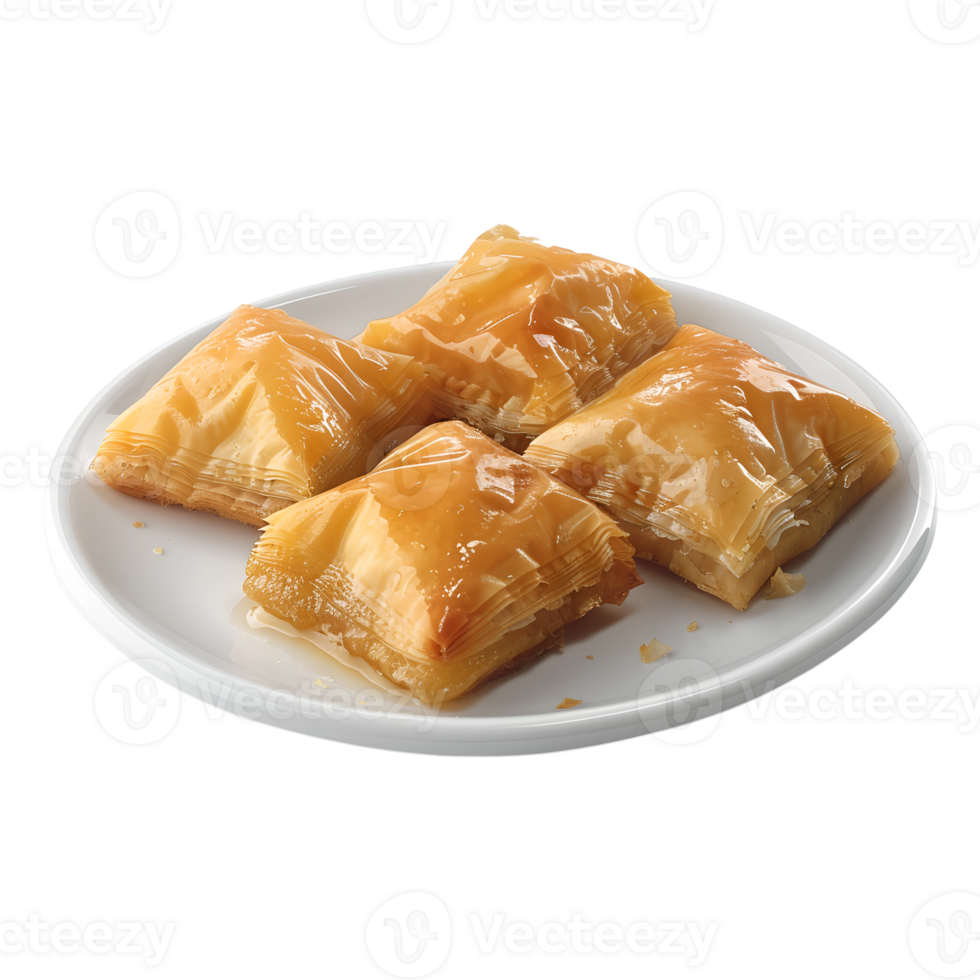 Delicious Baklava on Plate With Clear Background A Sweet Delight png