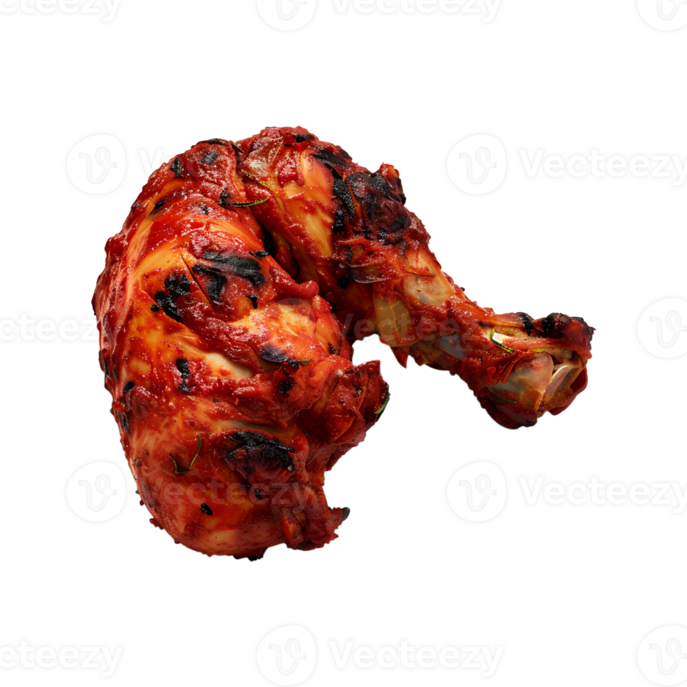 Spicy Tandoori Chicken Grilled and Isolated on Transparent Background png