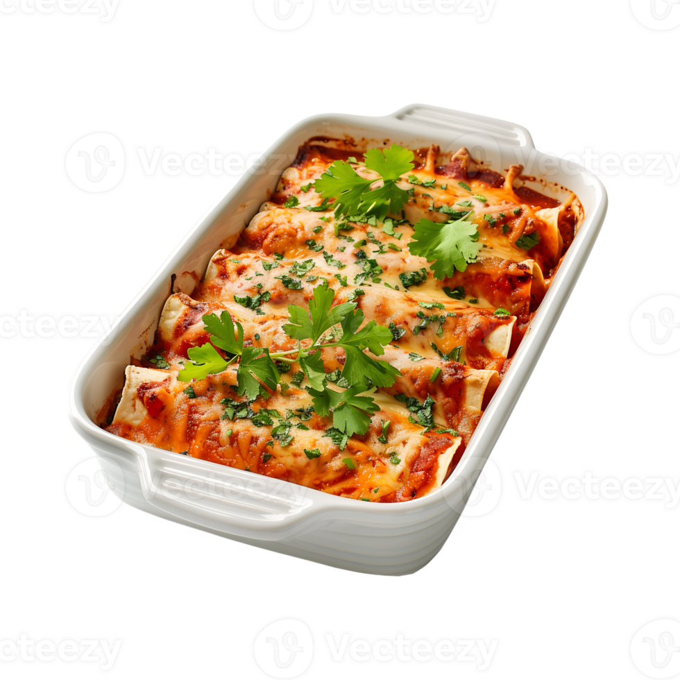 Cheesy Enchiladas Isolated with Transparent Background for Food Graphics png
