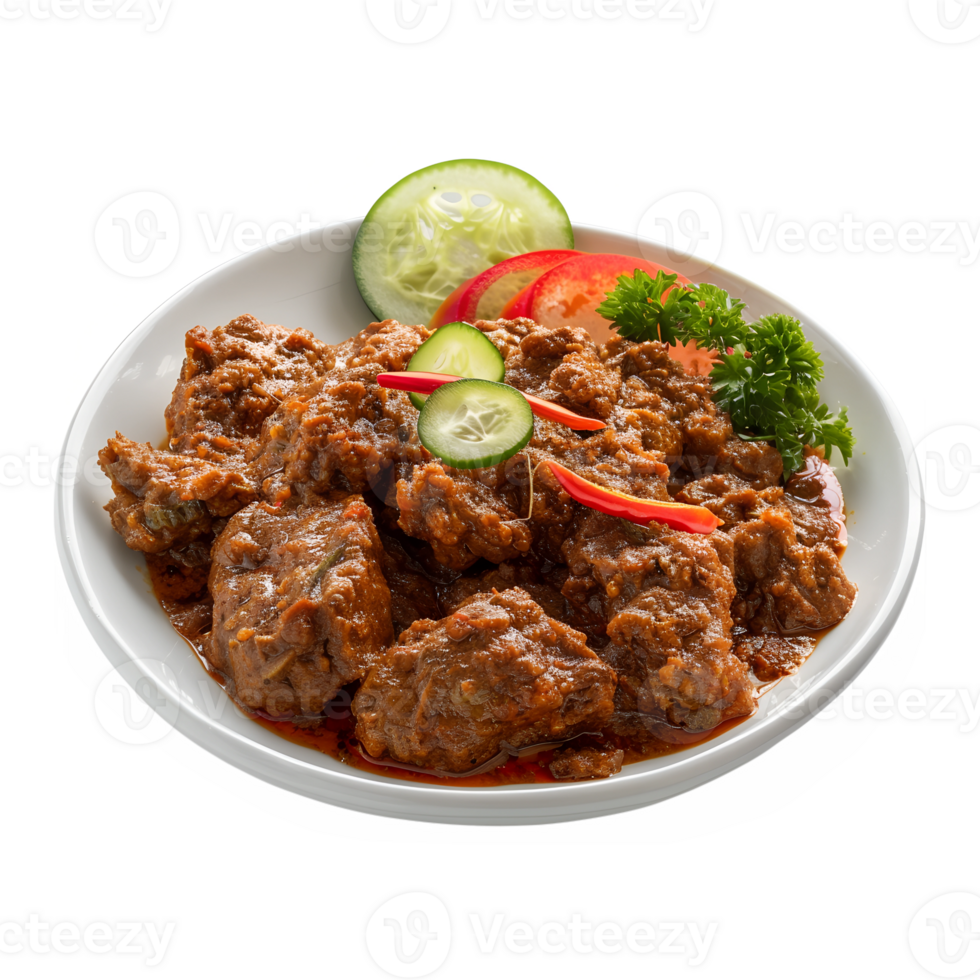 Spicy Indonesian Rendang on Transparent Background png