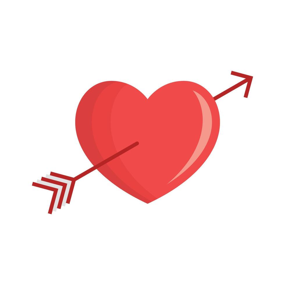 Heart with arrow icon in flat style. Valentines day illustration on isolated background. Amour sign business concept. vector