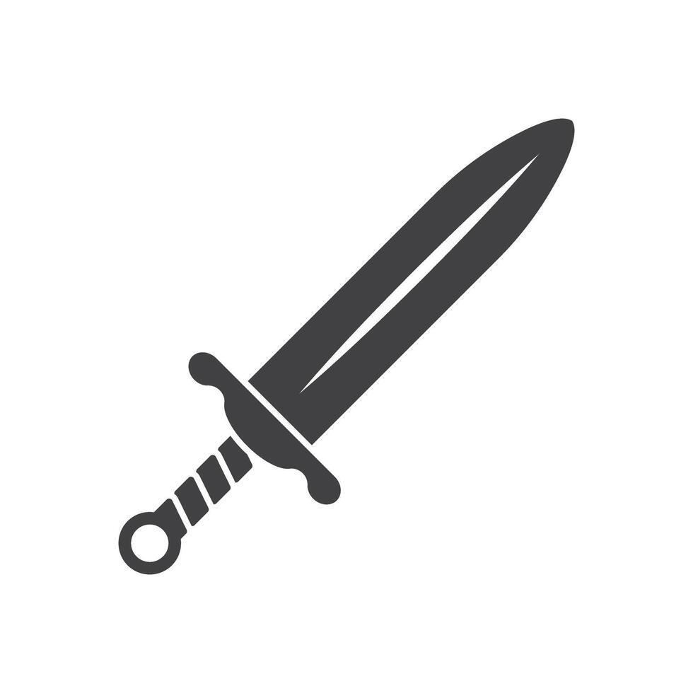 Old medieval sword icon in flat style. Weapon illustration on isolated background. Razor blade sign business concept. vector