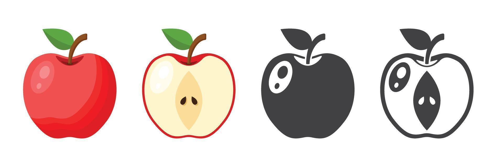 Apple fruit icon set in flat style. Healthy dessert illustration on isolated background. Fresh food sign business concept. vector