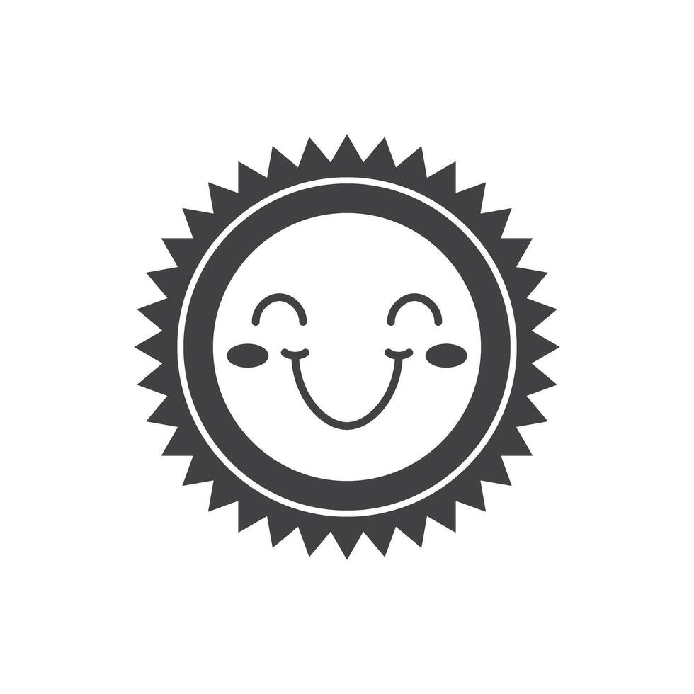Funny sun with face icon in flat style. Summer sunshine emoji illustration on isolated background. Smiling sun sign business concept. vector
