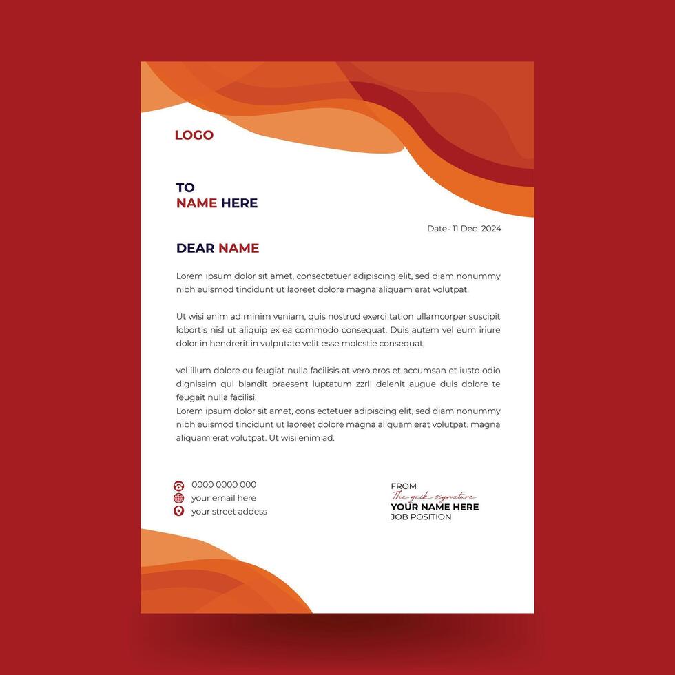 corporate letterhead template design, Modern letterheads design template, Professional company letterheads template for business . vector