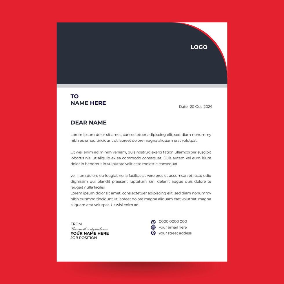 Prfesshional Business style letterhead design template with black color vector