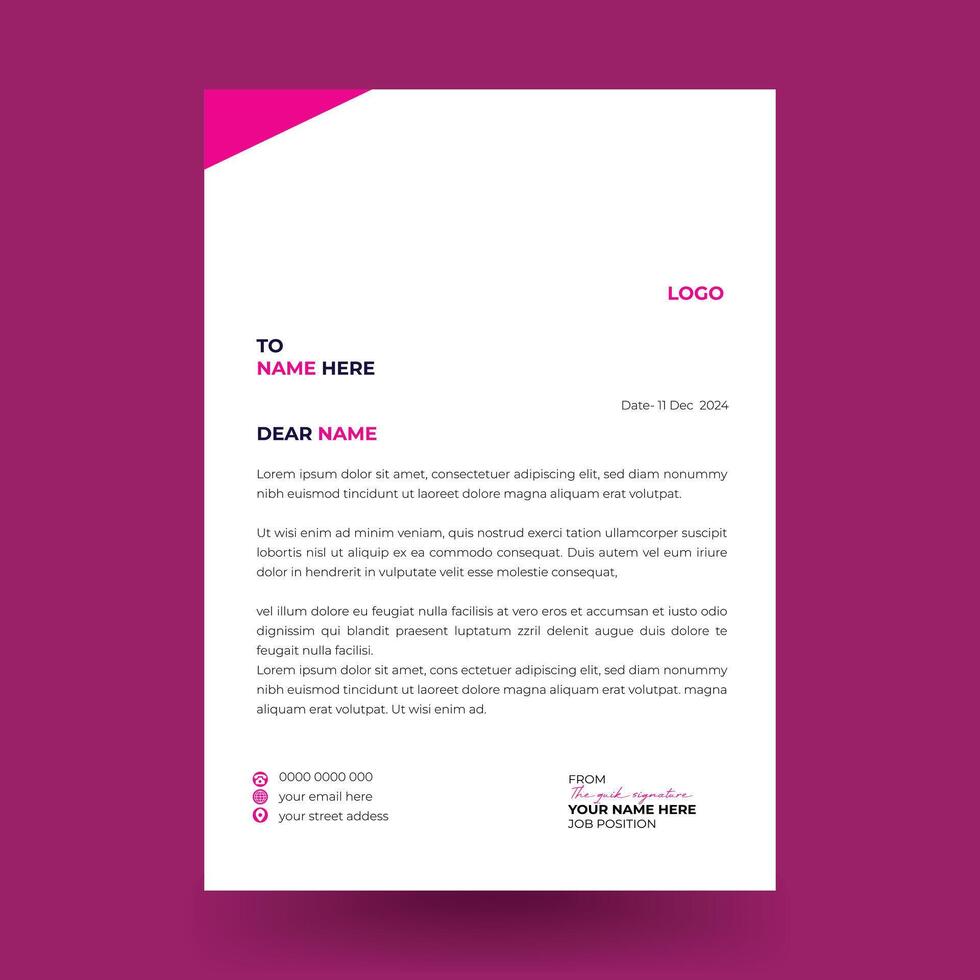 Modern letterheads design template, Professional company letterheads template for business .clean corporate letterhead template design vector