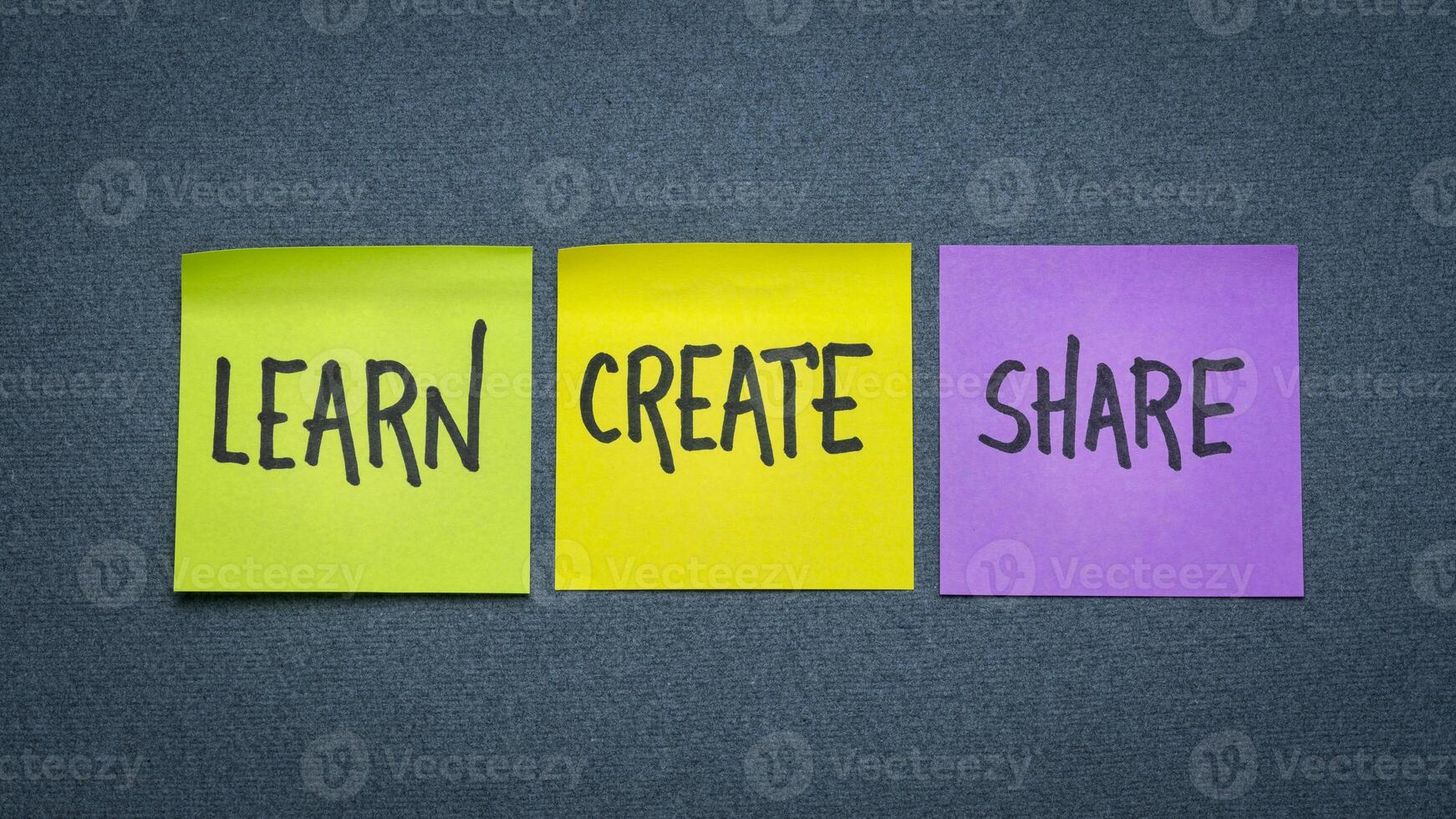 learn, create, share - reminder notes photo