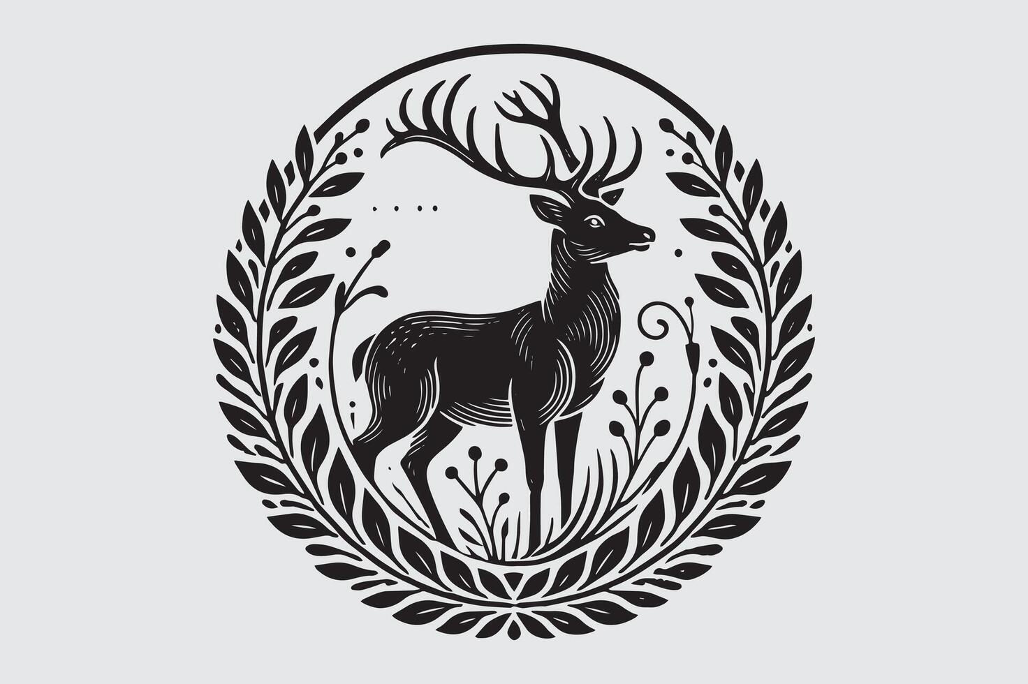 Deer Illustration in Monochrome Art Style vector