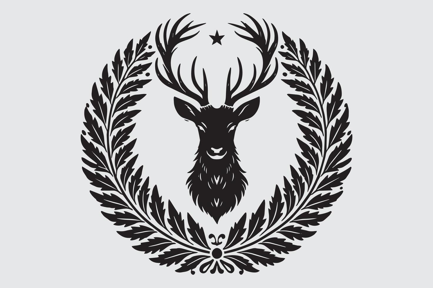 Rustic Deer Sketch Black and White Illustration vector