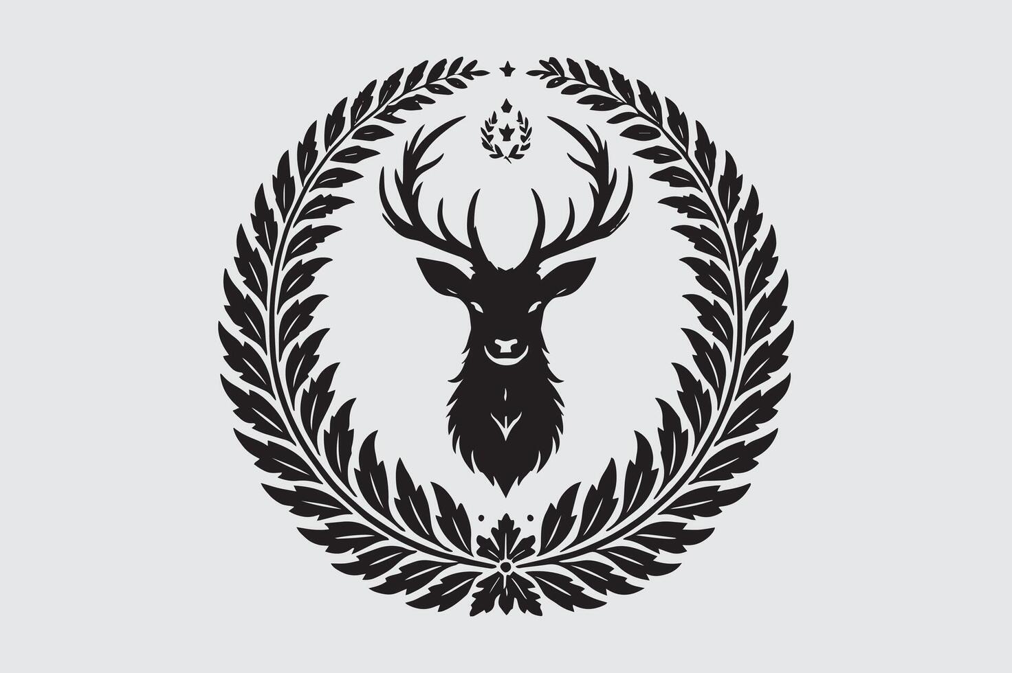 Woodland Deer Black and White Art Print vector