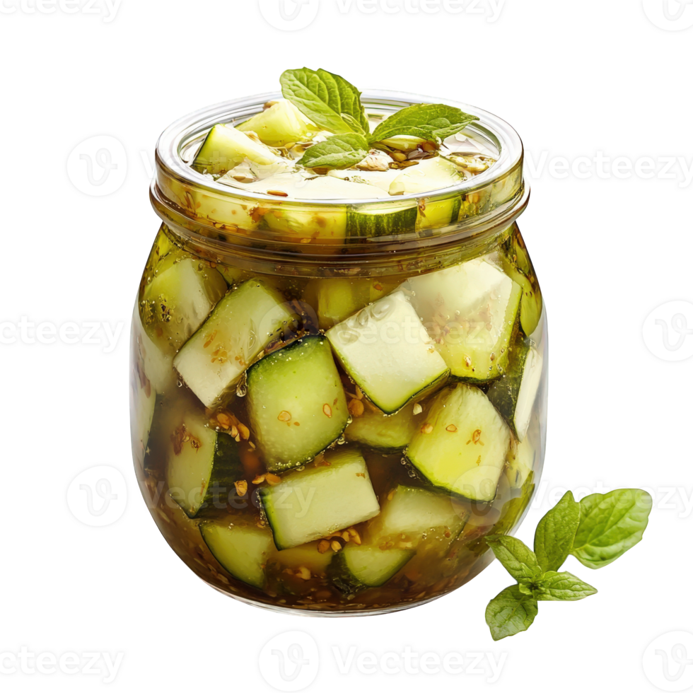 Cucumber Mint Salad In A Glass Jar png
