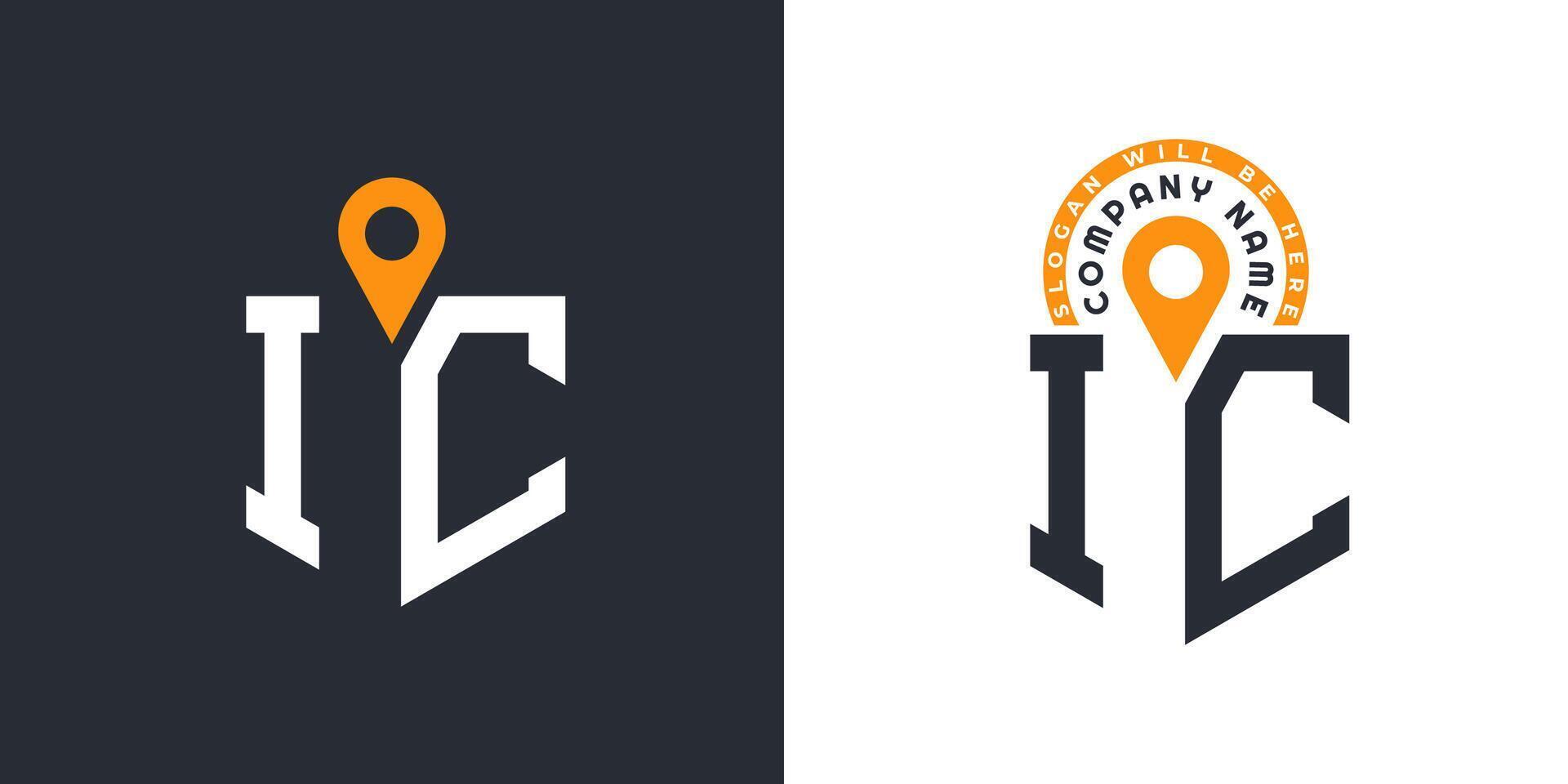 IC Location Logo Bundle. Letter IC Logo Dual Icons for Recruitment and Navigation vector