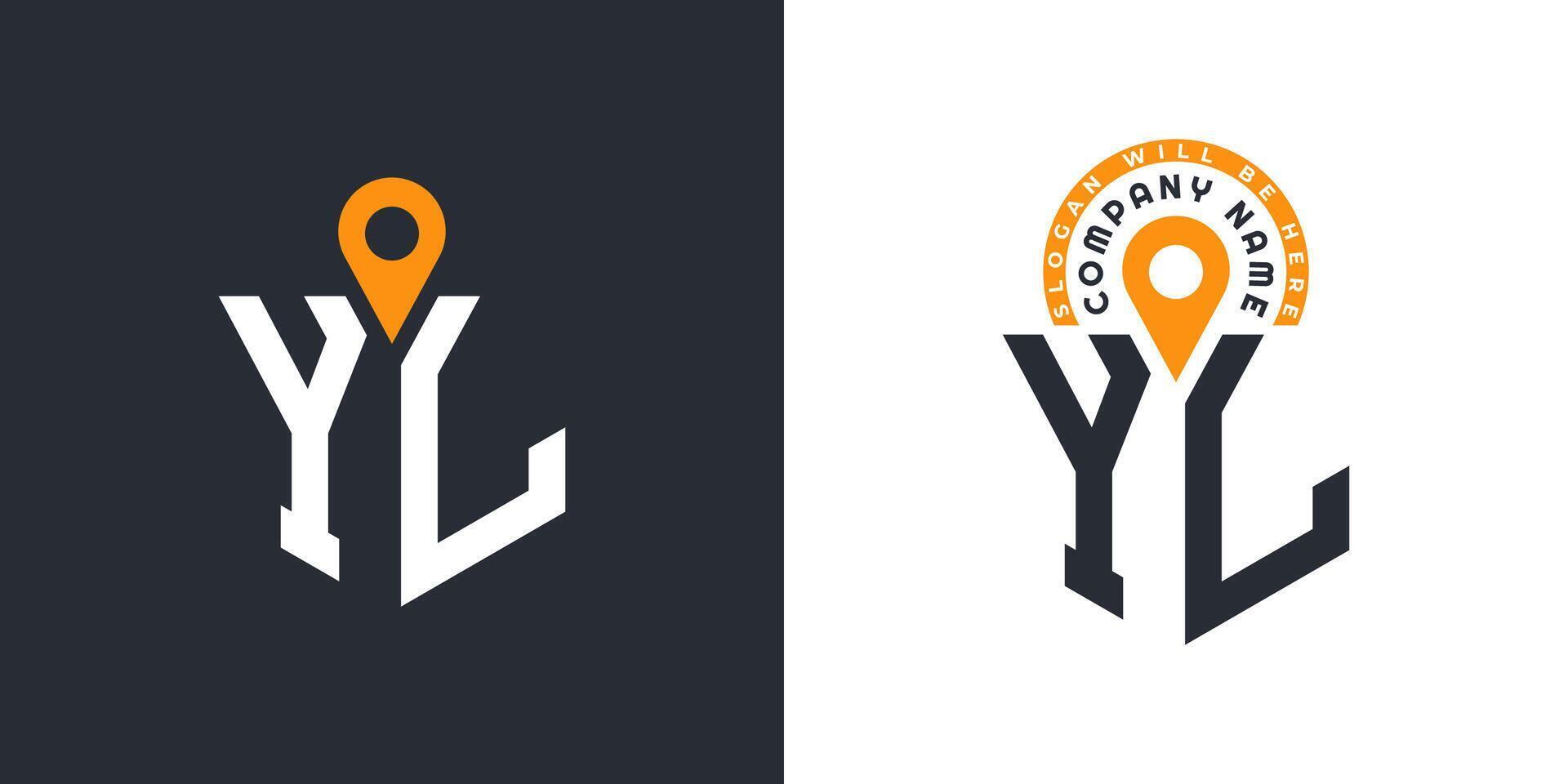 YL Location Logo Bundle. Letter YL Logo Dual Icons for Recruitment and Navigation vector