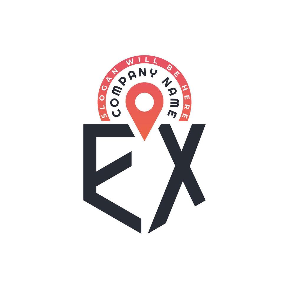 EX Location Logo Design for Human Resources, Recruitment, and Navigation - Letter EX Logo with Location Icon for Business and Technology vector