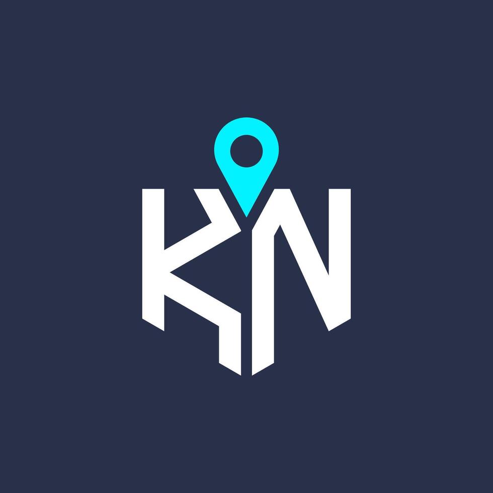 KN Location Logo Design for Recruitment and Navigation - Letter KN Logo Icon vector