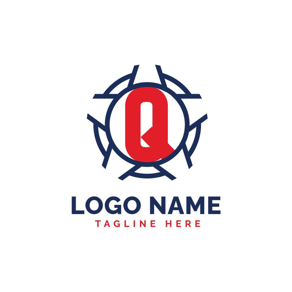 Patriotic Q Logo Concept. Letter Q American Patriotic Logo Template vector