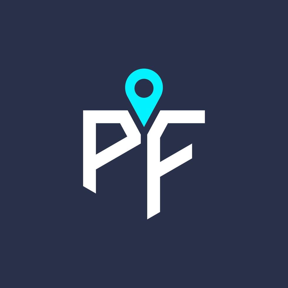 PF Location Logo Design for Recruitment and Navigation - Letter PF Logo Icon vector