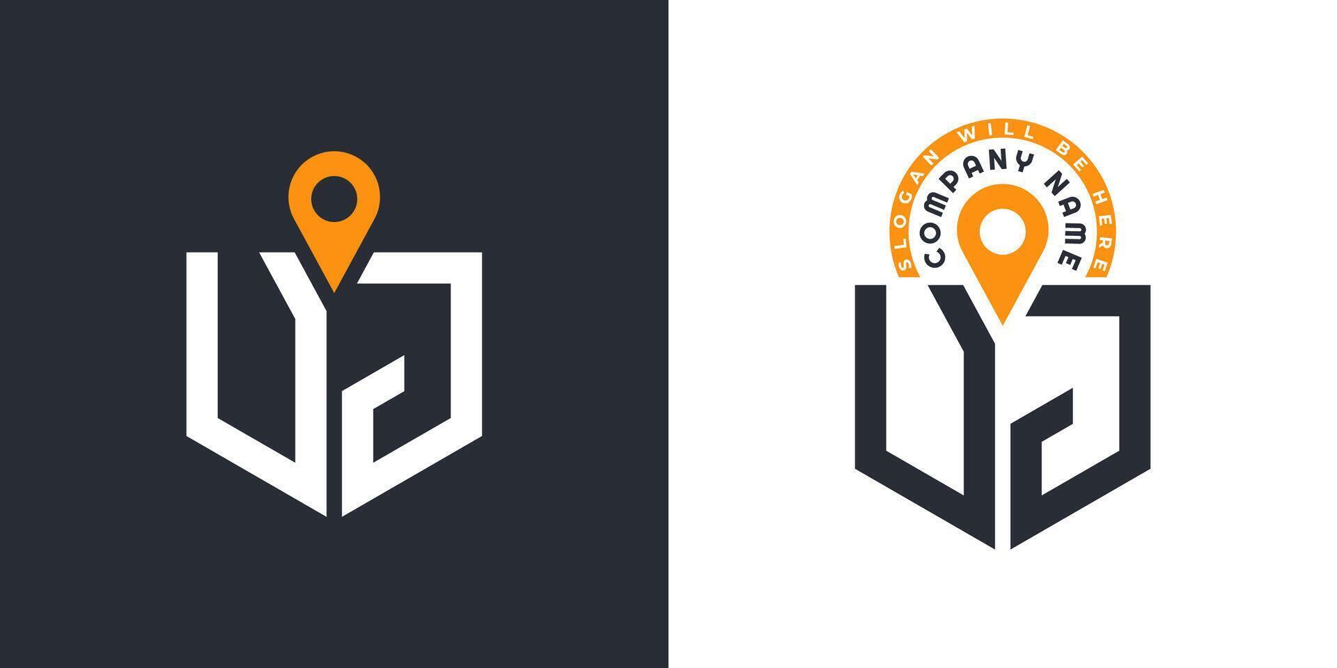 UJ Location Logo Bundle. Letter UJ Logo Dual Icons for Recruitment and Navigation vector