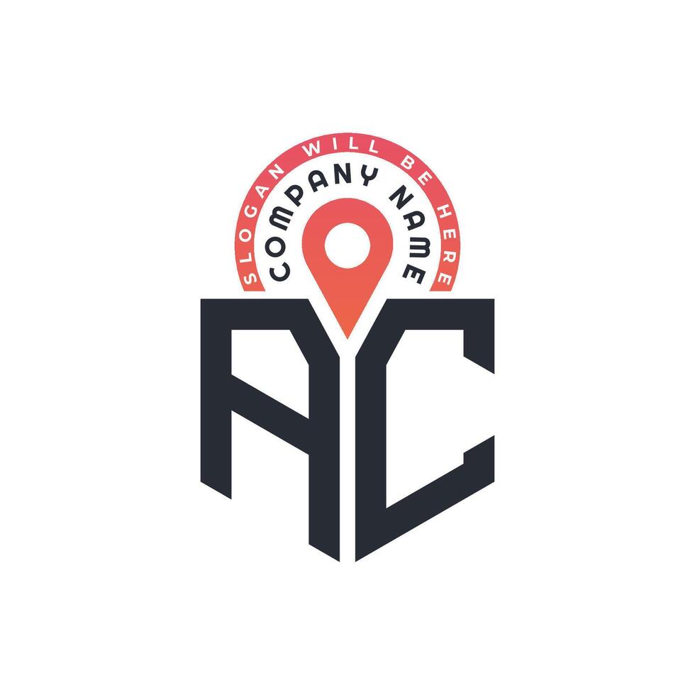 AC Location Logo Design for Human Resources, Recruitment, and Navigation - Letter AC Logo with Location Icon for Business and Technology vector