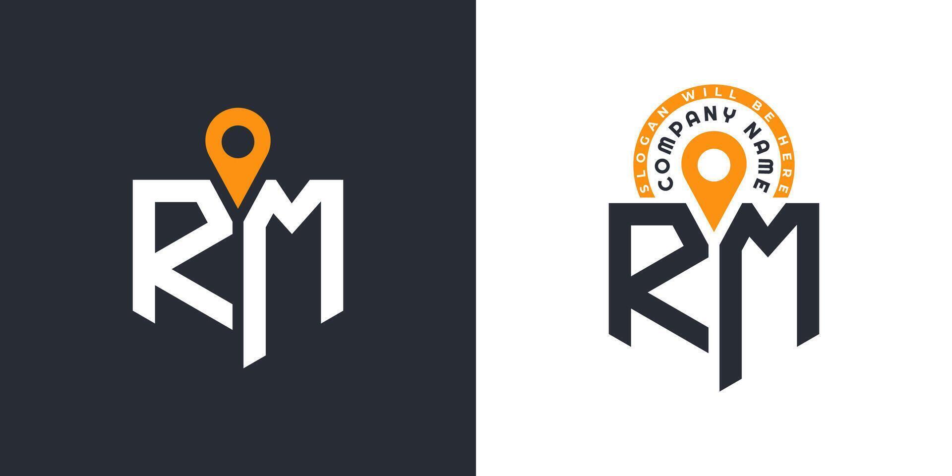RM Location Logo Bundle. Letter RM Logo Dual Icons for Recruitment and Navigation vector