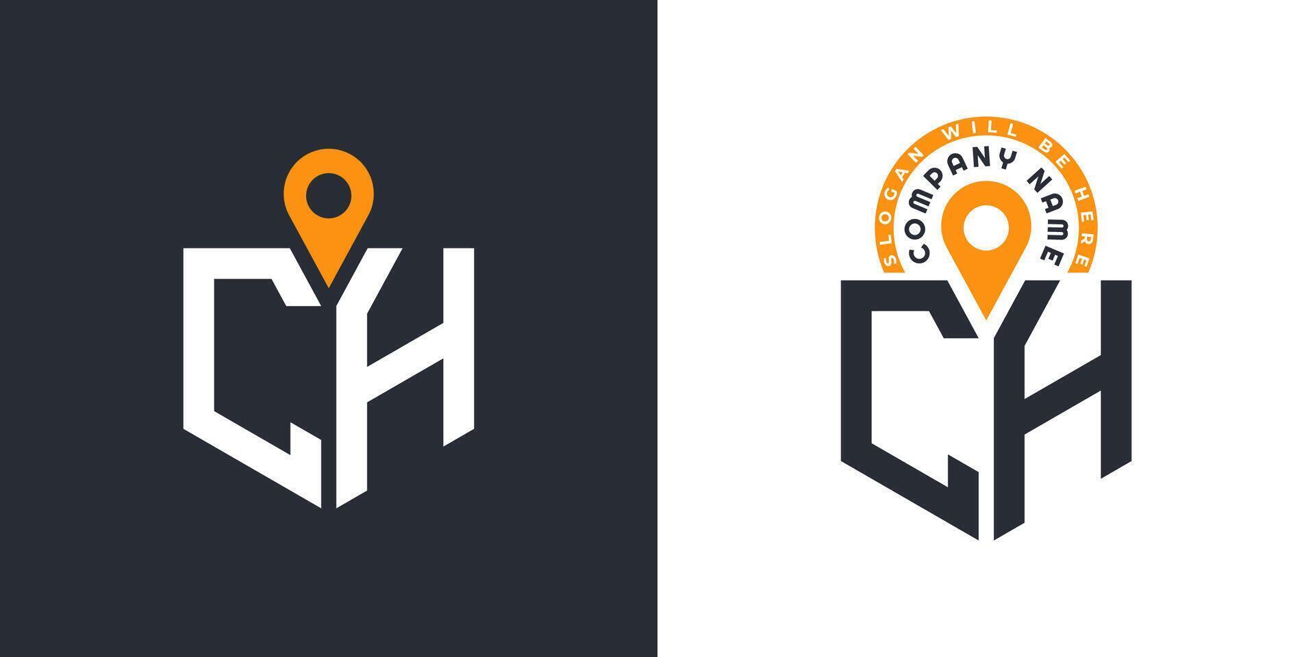 CH Location Logo Bundle. Letter CH Logo Dual Icons for Recruitment and Navigation vector