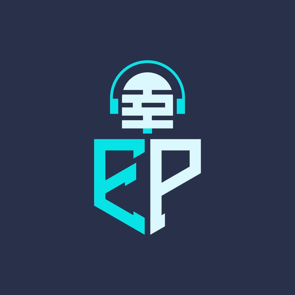 EP Microphone Logo Design for Audio, Music, and Podcast Branding - Letter EP Logo Professional Illustration for Creative Industries vector