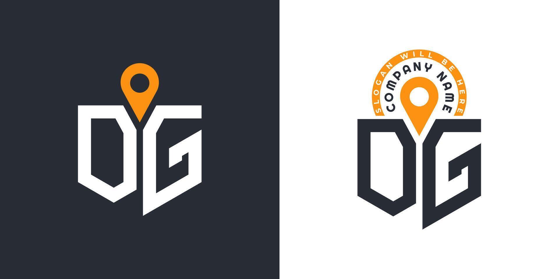 OG Location Logo Bundle. Letter OG Logo Dual Icons for Recruitment and Navigation vector